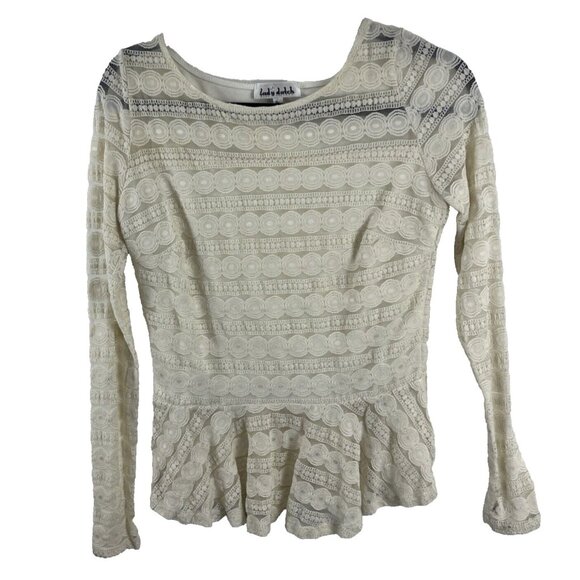Lady Dutch Lacey Cream-Coloured Peplum Top Womens Size M - Picture 1 of 8